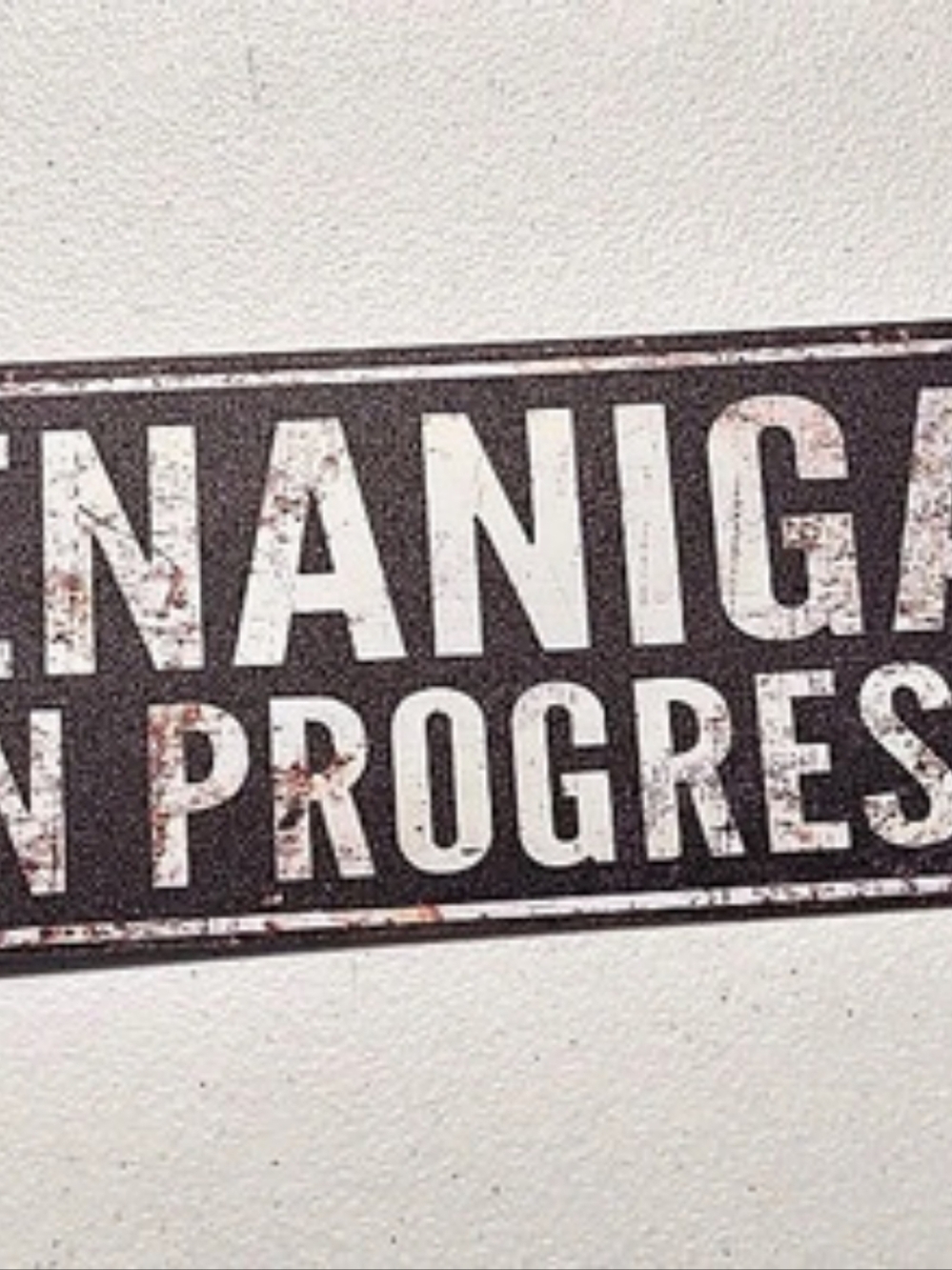 Shenanigans in Progress Metal Sign